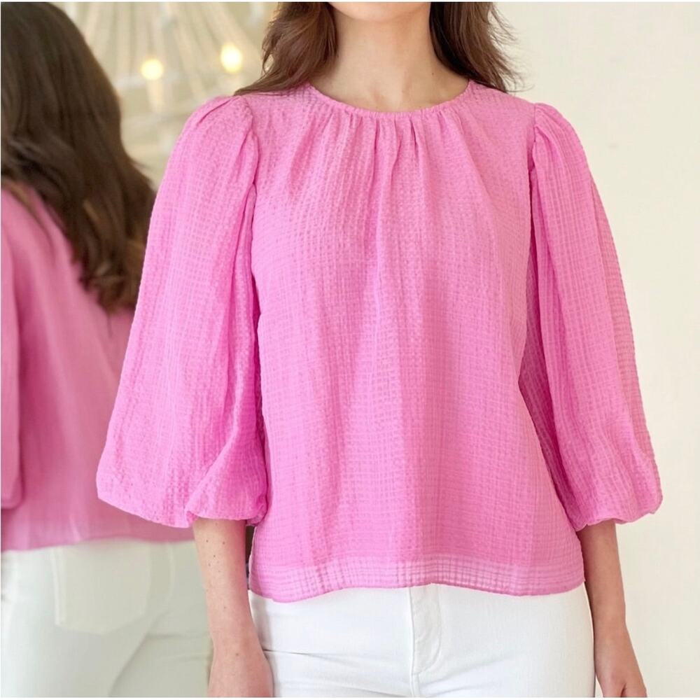 Marie‎ Oliver Harley Top Pink Linen Silk Viscos Small